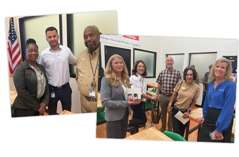 Community members and staff present at the opening event